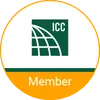 ICC Member badge with green globe logo and orange border.